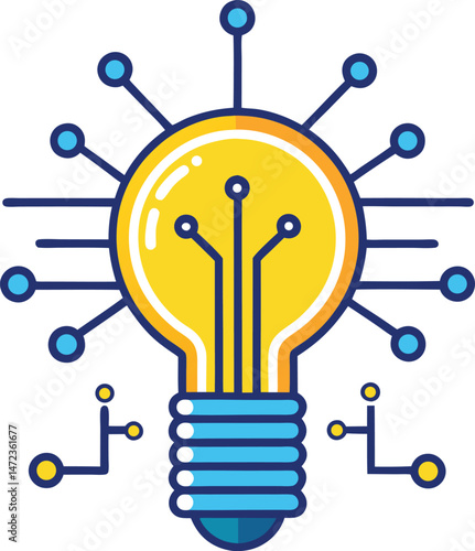 lightbulb radiates with interconnected digital pathways