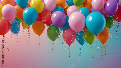 Colorful Helium Balloons – Vibrant Pastel Background for Birthday, Party & Celebration Designs