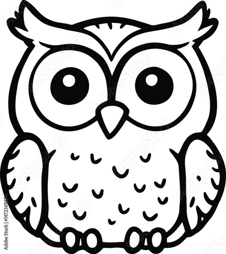 Expressive Owl Silhouette Featuring a Stylized Nocturnal Bird with Large, Round Eyes, Distinctive Feather Patterns, and a Compact Form, Capturing the Wisdom and Mystique Associated with Owls