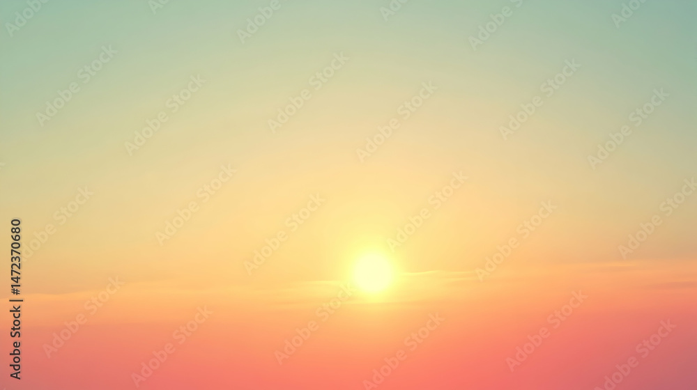 Fototapeta premium Serene Sunrise Over Tranquil Horizon in Soft Pastel Colors