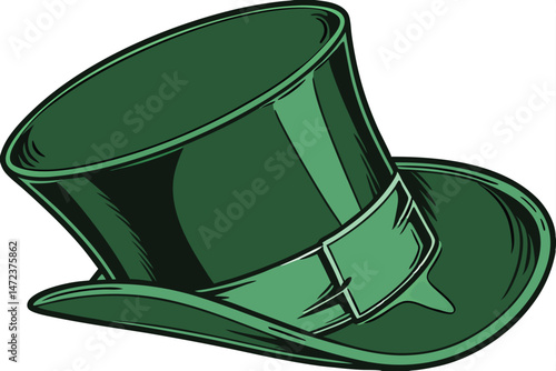46 high quality, detailed, photorealistic image of a green felt top hat, top hat is freshly polished, shiny and dramatic lighting, glossy top hat, elegant, classy, premium quality materials, stunning 