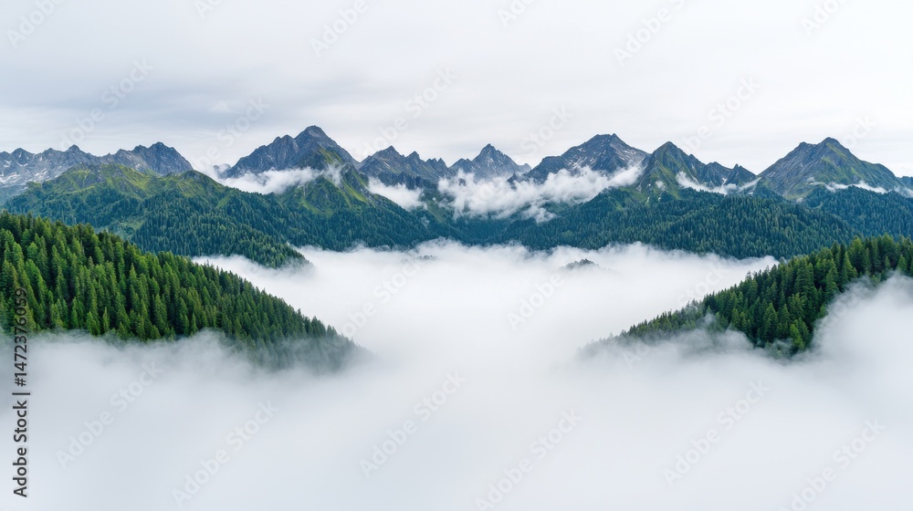 Misty Mountain Peaks & Evergreen Forest Misty Mountain Peaks & Evergreen Forest