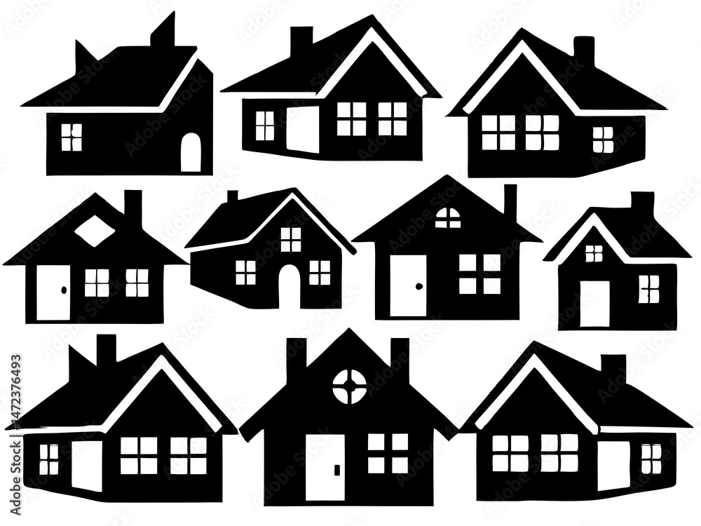 Real estate editable stroke outline icons set isolated on white background Real estate editable stroke outline icons set isolated on white background