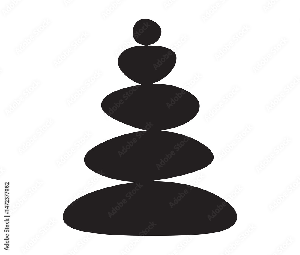 Silhouette of stacked pebbles. Silhouette zen stones isolated on white background. Silhouette of stacked pebbles. Silhouette zen stones isolated on white background.