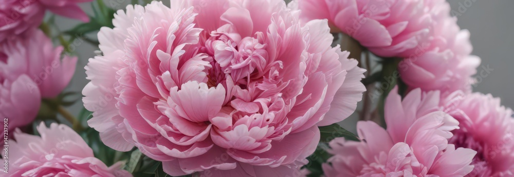 Dense cluster of pink peonies, soft background , flower petals, botanical, spring Dense cluster of pink peonies, soft background , flower petals, botanical, spring