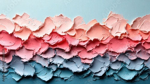 Wallpaper Mural Abstract Pastel Landscape: A Textured Dream in Pink, Coral, and Blue Hues Torontodigital.ca