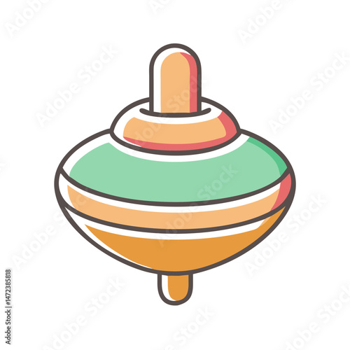 Spinning Top Icon Toy Classic Game Fun Transparent Background Vector