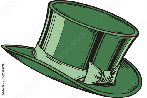 46 high quality, detailed, photorealistic image of a green felt top hat, top hat is freshly polished, shiny and dramatic lighting, glossy top hat, elegant, classy, premium quality materials, stunning 
