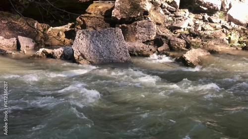 River landscape with the strong stream