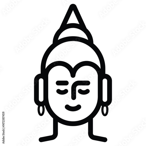 Vesak icon set. It includes Buddha. Vesak day, Buddhism. Buddha icon vector stock illustration.