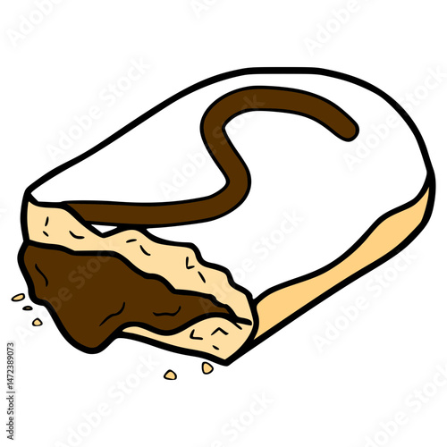 bitten eclair illustration hand drawn isolated vector