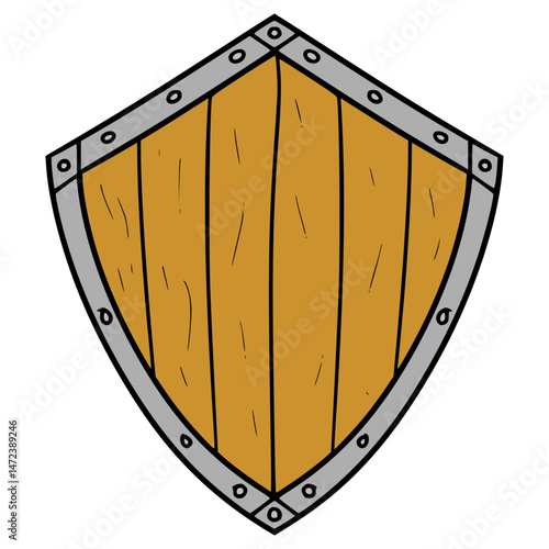 wooden shield illustration hand drawn isolated vector