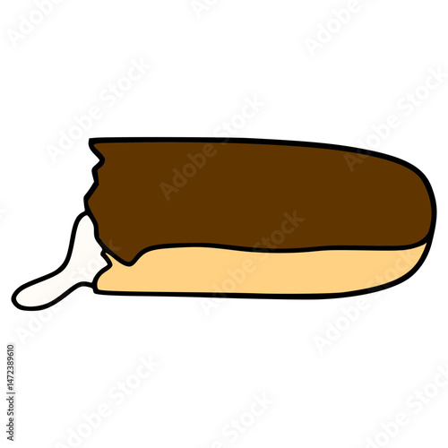 bitten eclair illustration hand drawn isolated vector