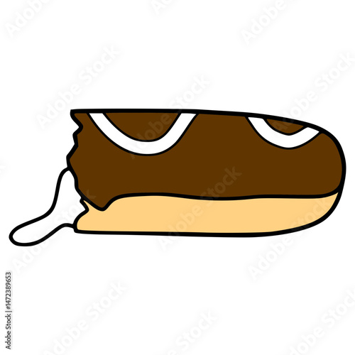 bitten eclair illustration hand drawn isolated vector