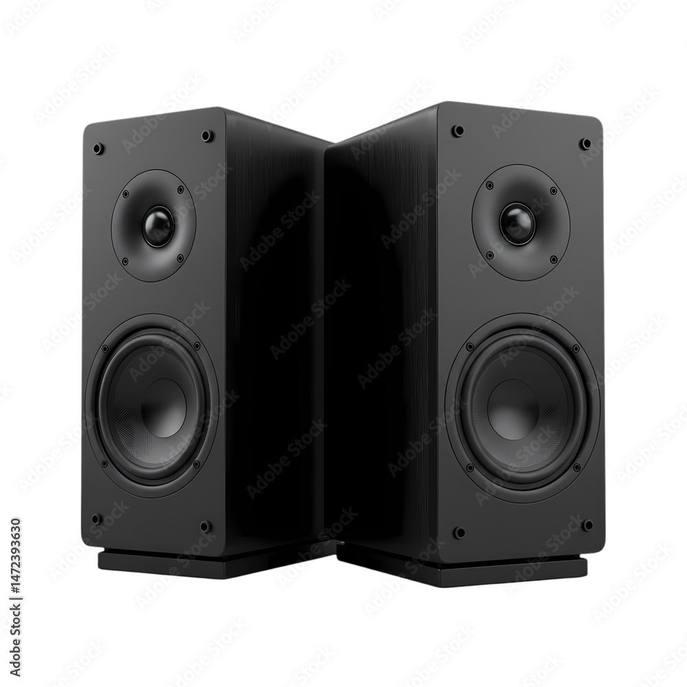 Fototapeta premium High Fidelity Bookshelf Speakers Stereo Sound System for Home Audio isolated on transparent background