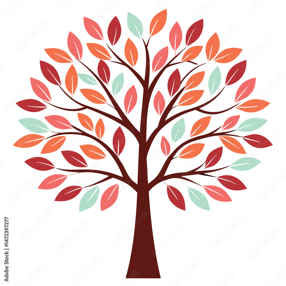 Obraz premium abstract tree with red leaves