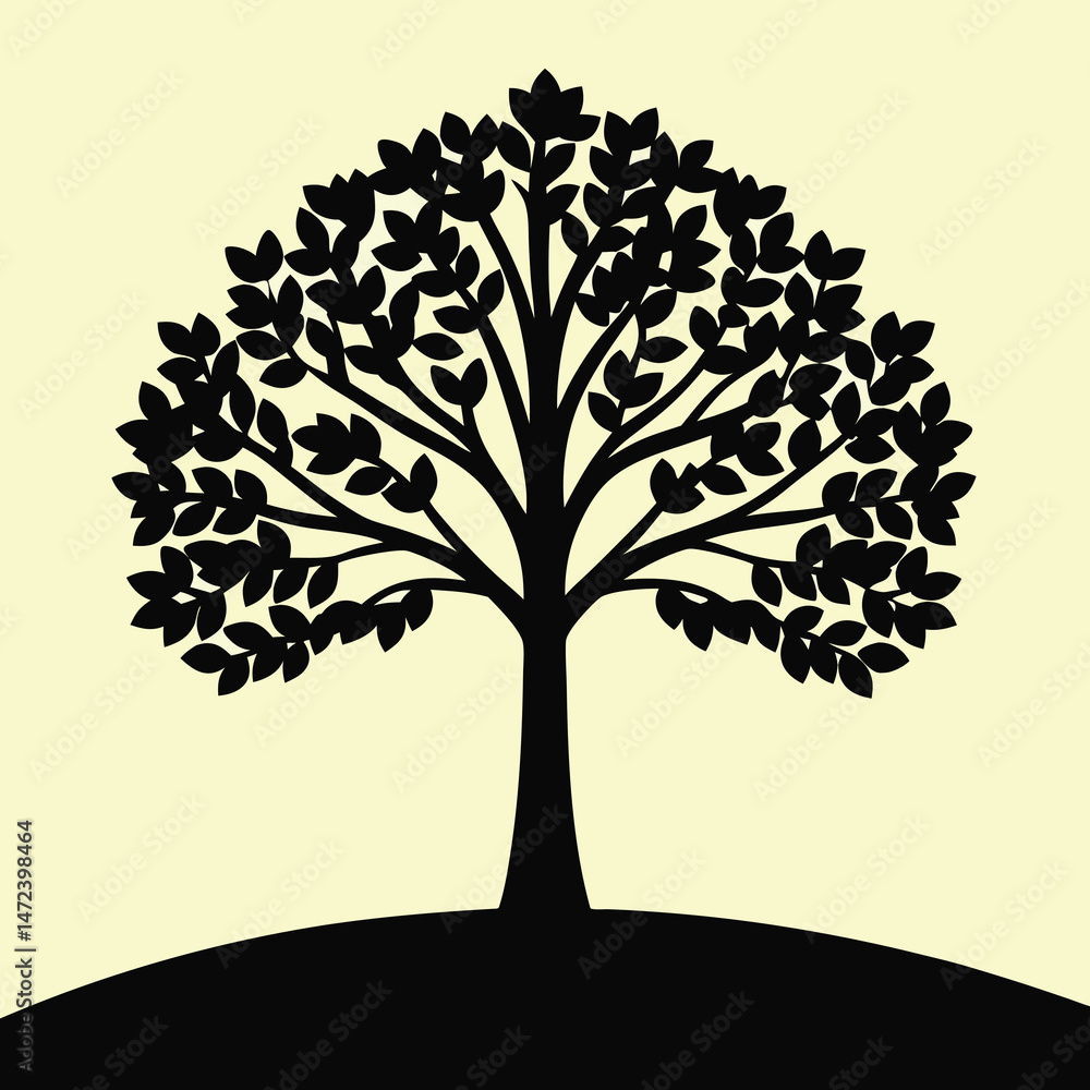 Obraz premium vector tree silhouette with leaves