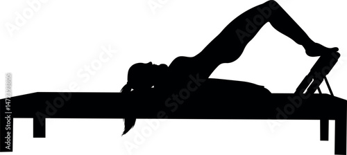 Pilates Moves with Equipment. Silhouette Vector