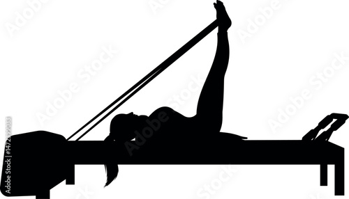 Pilates Workout on Reformer. Vector Illustration