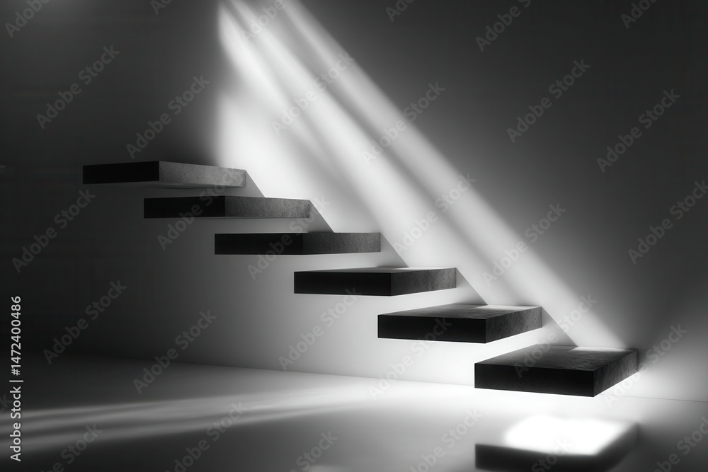 Obraz premium Floating staircase with dramatic lighting