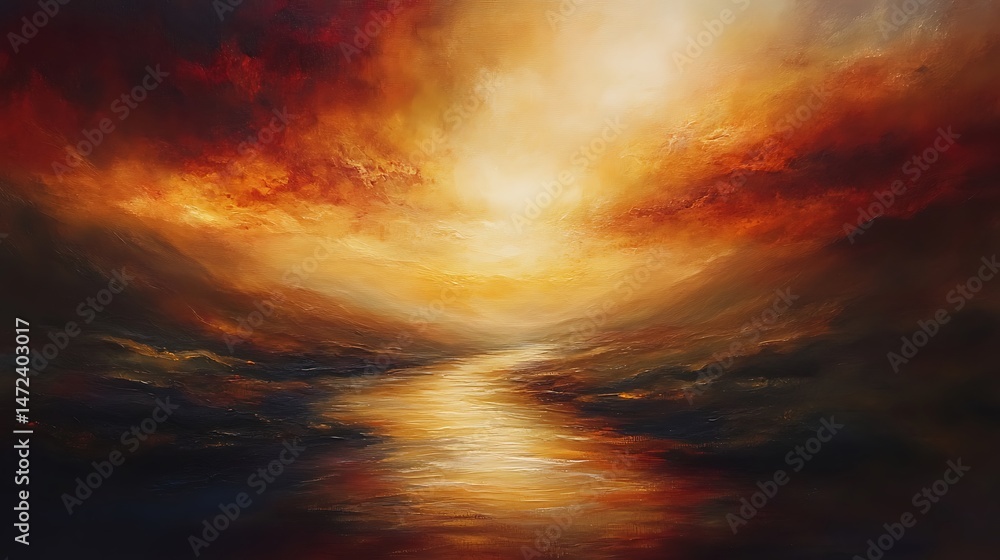 Fototapeta premium Fiery, ethereal landscape