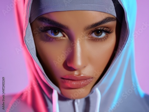 A woman with intense eyes, ...