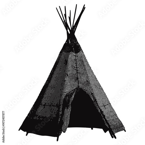 wild west tipi tent. western vintage halftone grunge vector design element