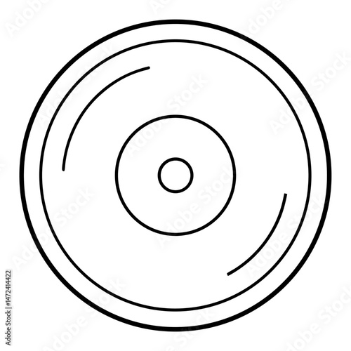Vinyl Record Disc Outline for Coloring Book Page Featuring Retro Music Theme