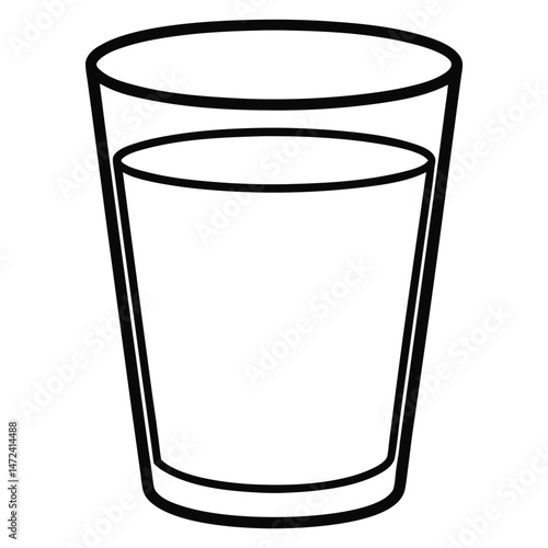 Water Glass Outline for Kitchen-Themed Coloring Book Page Featuring Drinkware and Hydration Elements