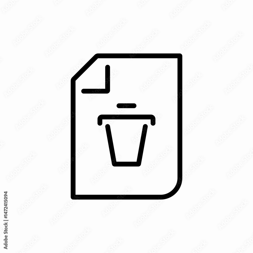 Document delete trash file remove icon vector sign Document delete trash file remove icon vector sign