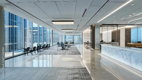 Bright, spacious office reception and waiting area.