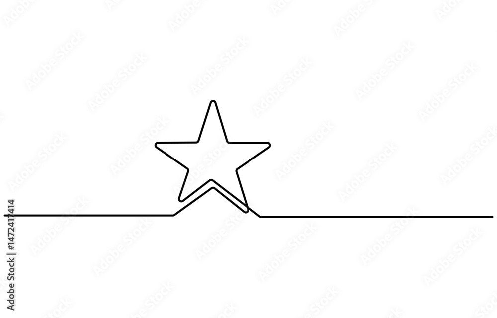 Obraz premium Line star one continuous line drawing design vector, hand draw doodle stars illustration in continuous line arts style vector, Star continuous one line drawing vector illustration, Premium vector.