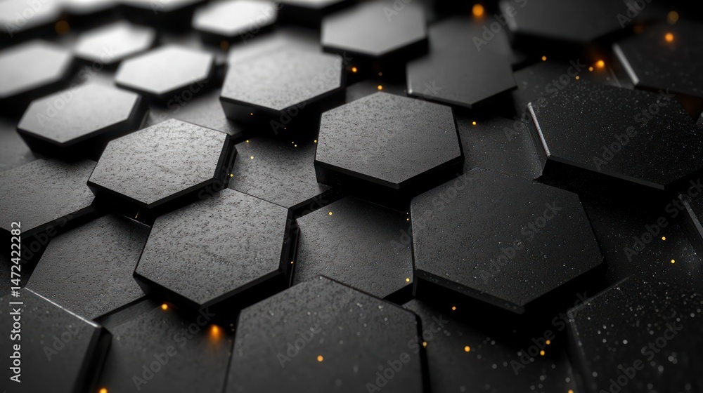 Obraz premium Abstract hexagonal pattern, dark, technological background