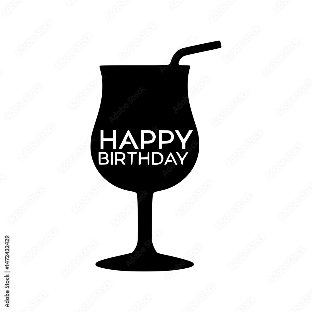 Obraz premium Happy Birthday Cocktail Illustration