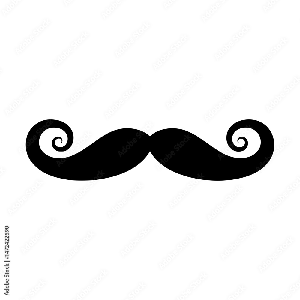 Black Mustache Icon - Vector Illustration Black Mustache Icon - Vector Illustration