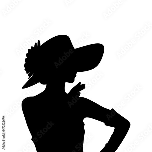 Silhouette Woman with Hat - Elegant Fashion Icon