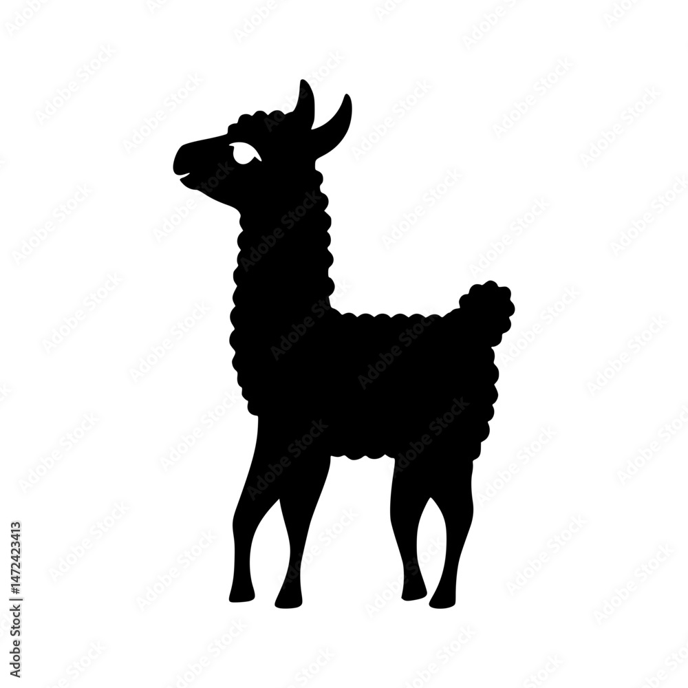 Fototapeta premium Black Silhouette Llama Vector Illustration