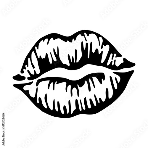Black Lips Outline Vector Graphic