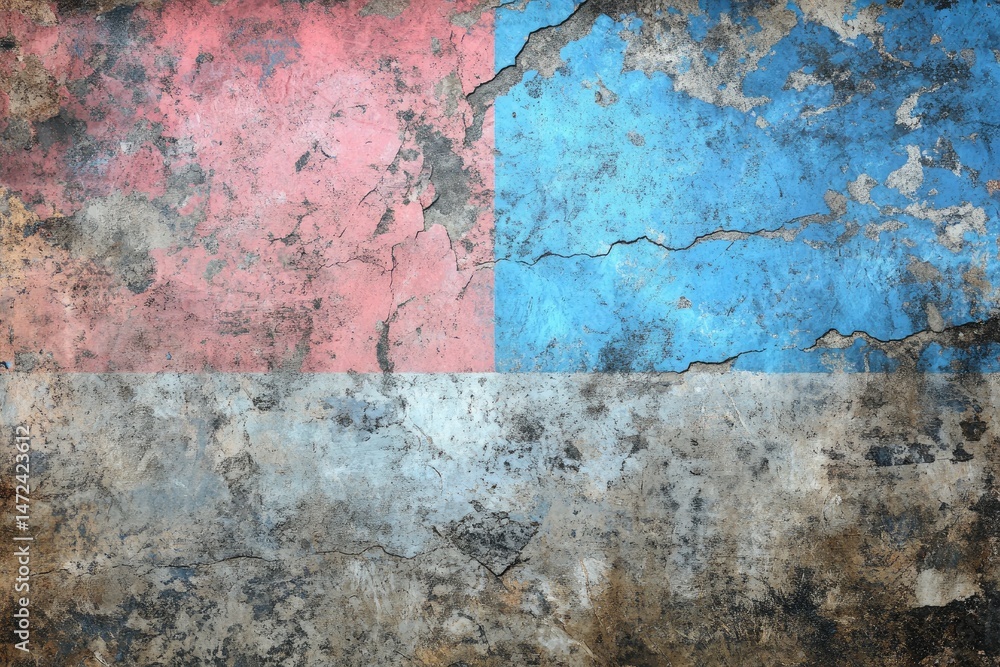 Fototapeta premium Faded flag painted on a weathered concrete wall