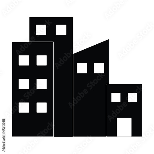 black and white office building