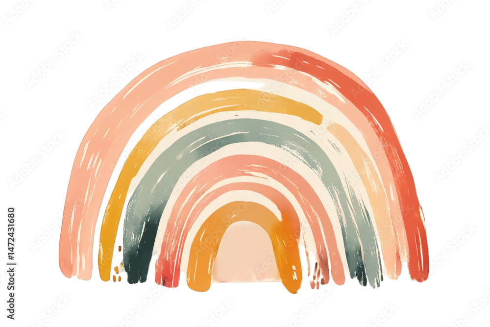 Fototapeta premium Abstract pastel rainbow artistic watercolor painting design illustration for print and digital media projects home decor and on transparent background