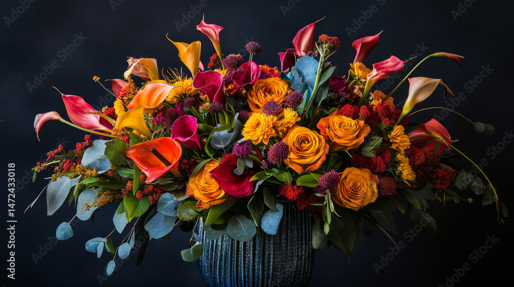 Fototapeta premium A visually pleasing and colorful flower bouquet artistically arranged for display or decoration