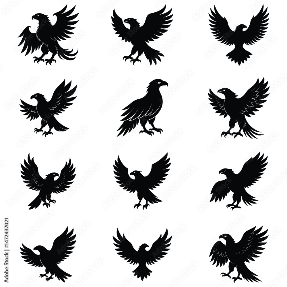 Obraz premium set of eagles vector illustration design bundle on white background