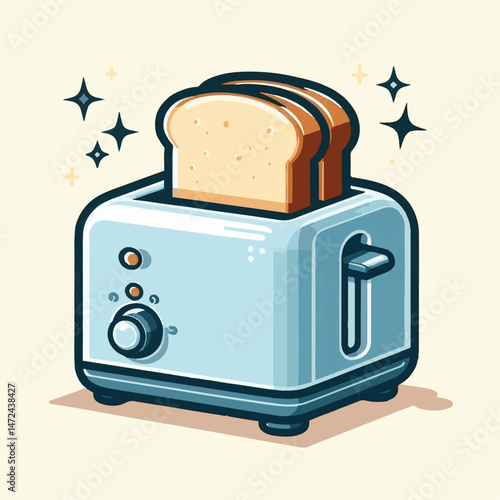 toaster, kitchen, equipment, food, appliance, toast, electric, breakfast, vector, cooking, bread, isolated, object, modern, illustration, technology, household, morning, machine, sandwich, device, ele