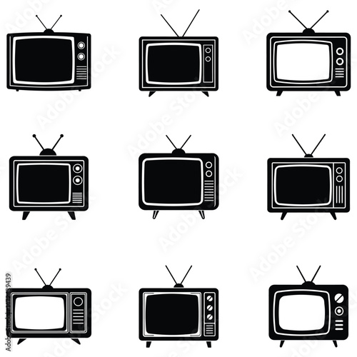 Vintage old television silhouette vector design