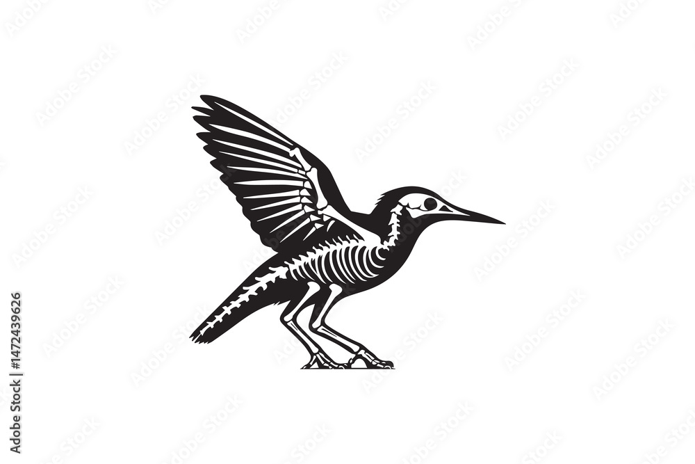 Obraz premium simple and unobtrusive Bird Skeleton vector silhouette illustration isolated in white background