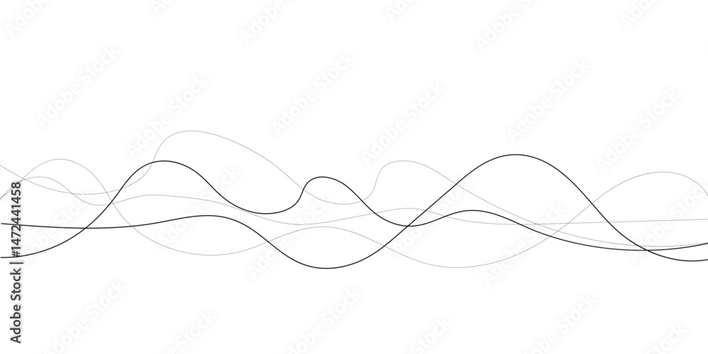 Technology abstract lines on white background. Undulate Grey Wave Swirl, frequency sound wave, twisted curve lines with blend effect Technology abstract lines on white background. Undulate Grey Wave Swirl, frequency sound wave, twisted curve lines with blend effect