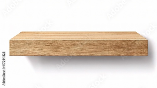 Elegant Wooden Floating Shelf Isolated on Transparent Background