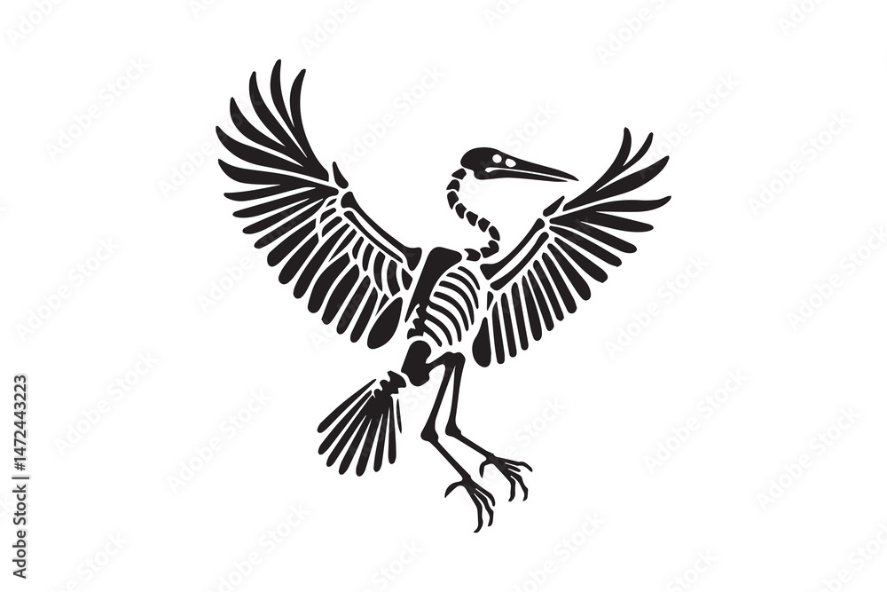 Fototapeta premium simple and unobtrusive Bird Skeleton vector silhouette illustration isolated in white background