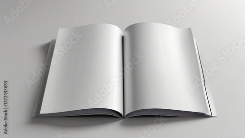 Minimalist open book mockup top view. Blank spread for publishing design presentations.